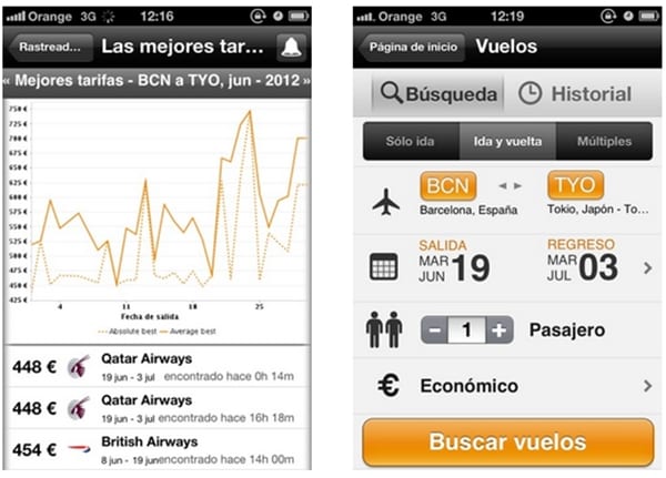 Kayak para el iPhone