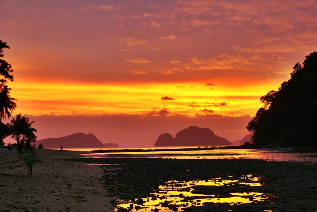 Puesta de sol en Cabañas, Palawan