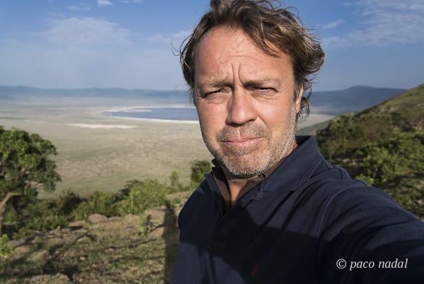 Paco Nadal en el cráter del Ngorongoro