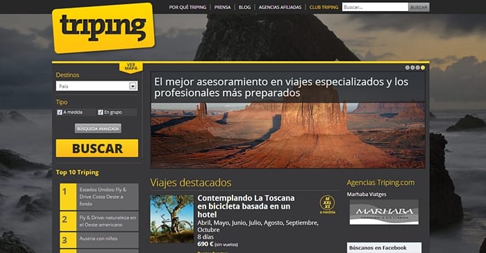 triping, buscador de viajes especializados